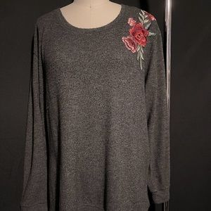 Torrid sweater w/ rose embroidery. Size 2.
